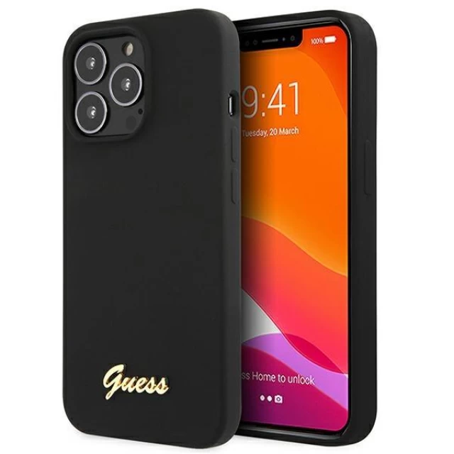 Чохол Guess Silicone Script Logo для iPhone 13 Pro Black (GUHMP13LLSLMGBK)