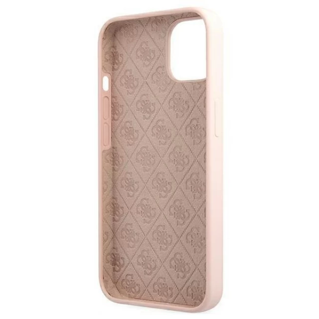 Чохол Guess Silicone Script Logo для iPhone 13 Pink with MagSafe (GUHMP13MLSLMGLP)