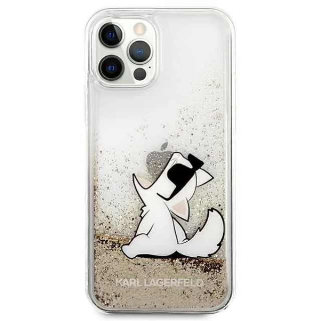 Чохол Karl Lagerfeld Liquid Glitter Choupette Fun для iPhone 12 | 12 Pro Gold (KLHCP12MGCFD)
