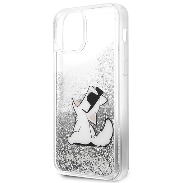 Чохол Karl Lagerfeld Liquid Glitter Choupette Fun для iPhone 12 | 12 Pro Silver (KLHCP12MGCFS)