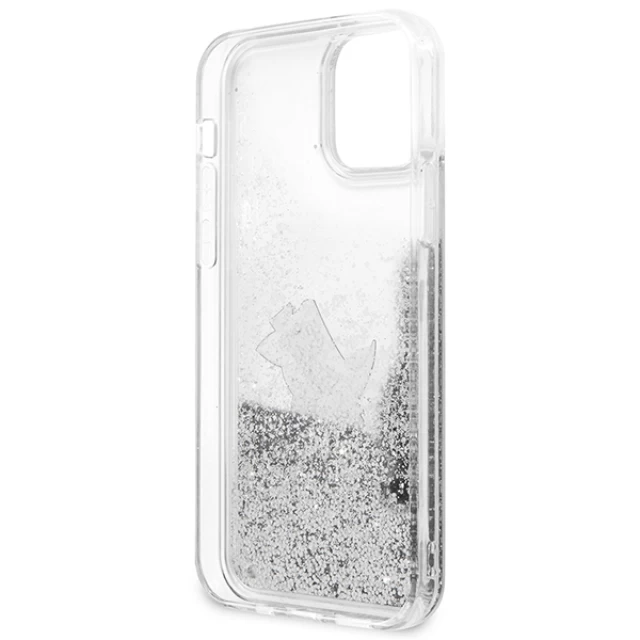 Чехол Karl Lagerfeld Liquid Glitter Choupette Fun для iPhone 12 | 12 Pro Silver (KLHCP12MGCFS)