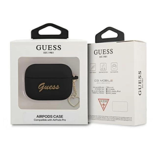 Чохол Guess Silicone Charm Collection для AirPods Pro Black (GUAPLSCHSK)