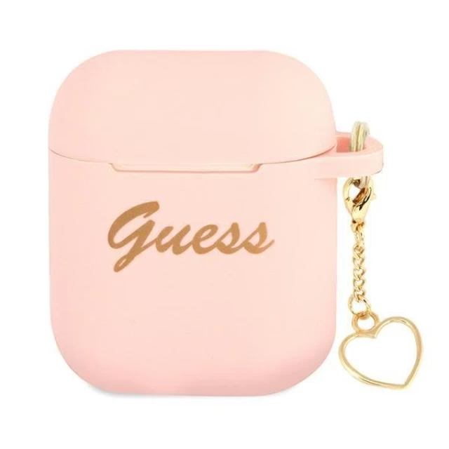 Чехол Guess Silicone Charm Collection для AirPods 2/1 Pink (GUA2LSCHSP)