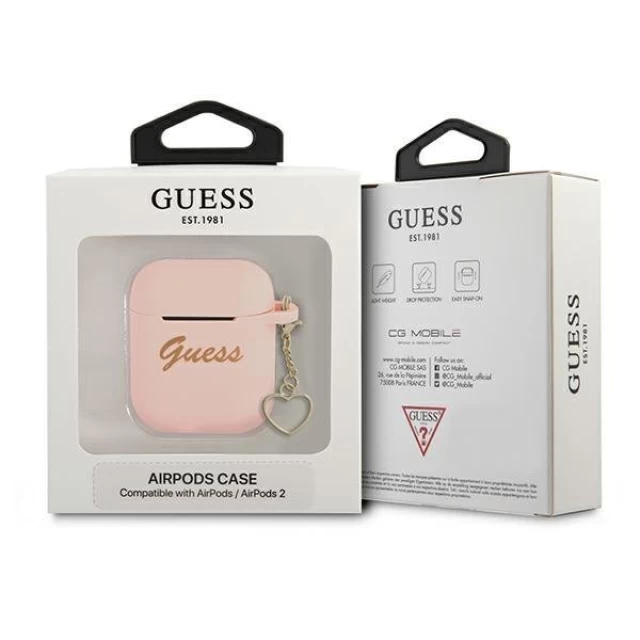 Чохол Guess Silicone Charm Collection для AirPods 2/1 Pink (GUA2LSCHSP)
