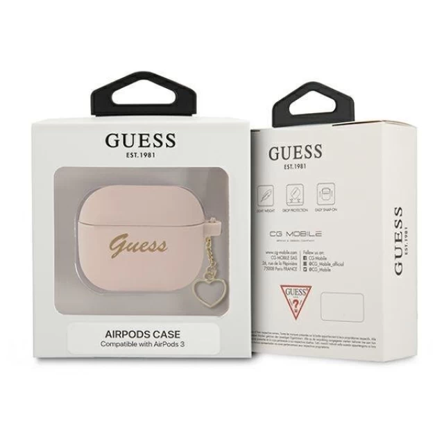 Чохол Guess Silicone Charm Collection для AirPods 3 Pink (GUA3LSCHSP)