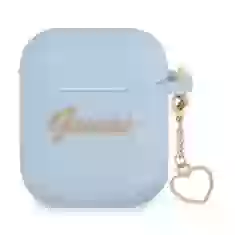 Чехол Guess Silicone Charm Collection для AirPods 2/1 Blue (GUA2LSCHSB)