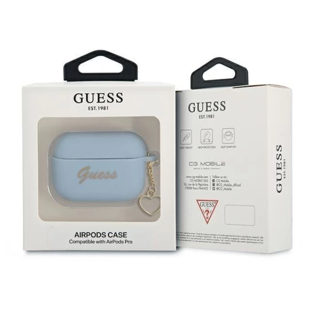 Чехол Guess Silicone Charm Collection для AirPods Pro Blue (GUAPLSCHSB)