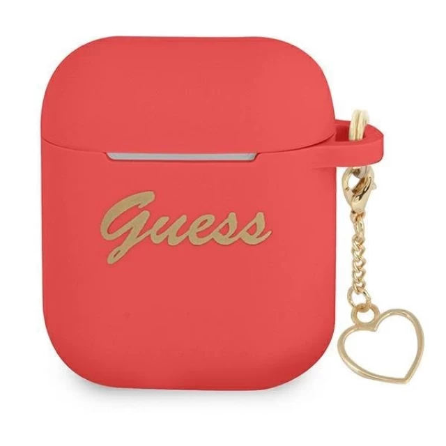 Чохол для навушників Guess Silicone Charm Heart Collection для AirPods Red (GUA2LSCHSR)