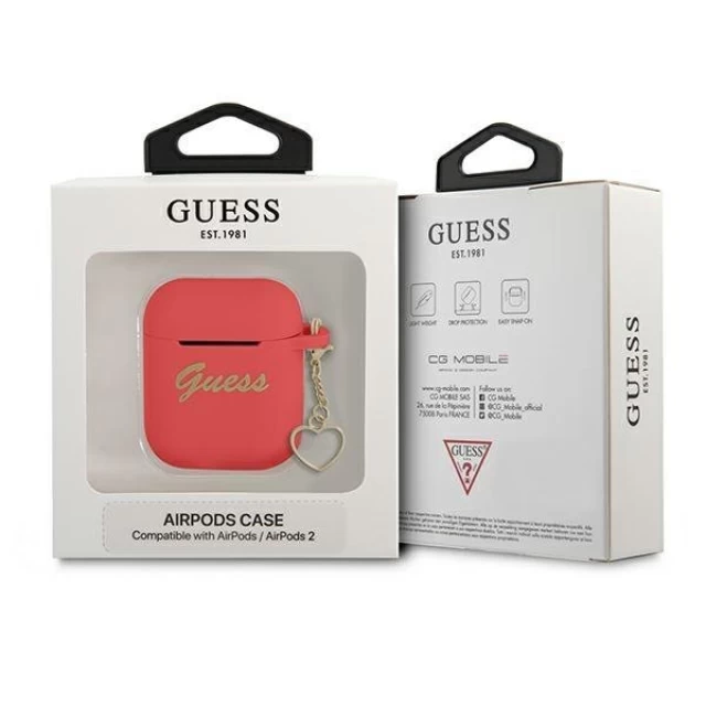 Чохол для навушників Guess Silicone Charm Heart Collection для AirPods Red (GUA2LSCHSR)