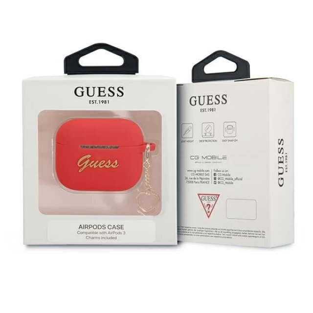 Чохол для навушників Guess Silicone Charm Heart Collection для AirPods 3 Red (GUA3LSCHSR)