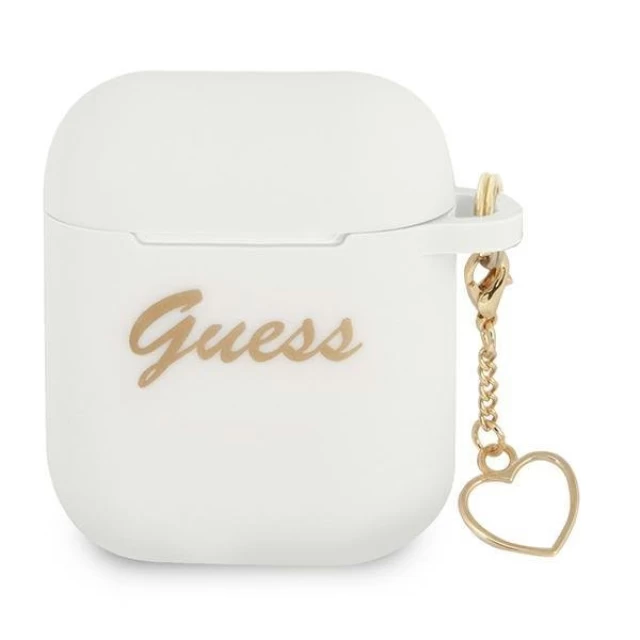 Чехол Guess Silicone Charm Collection для AirPods 2/1 White (GUA2LSCHSH)