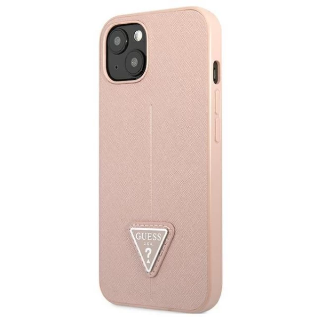 Чехол Guess Saffiano Triangle Logo для iPhone 13 mini Pink (GUHCP13SPSATLP)