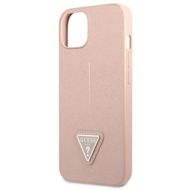 Чехол Guess Saffiano Triangle Logo для iPhone 13 mini Pink (GUHCP13SPSATLP)
