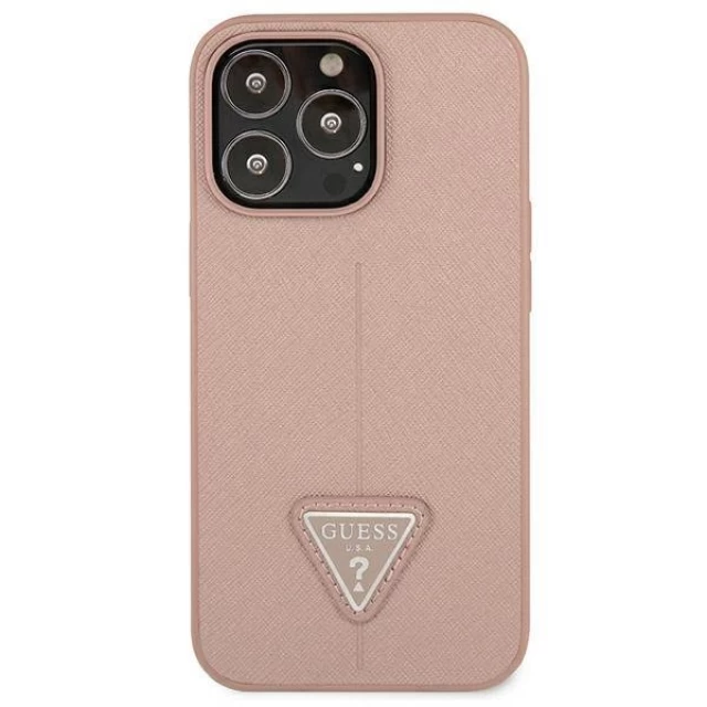 Чехол Guess Saffiano Triangle Logo для iPhone 13 Pro Pink (GUHCP13LPSATLP)