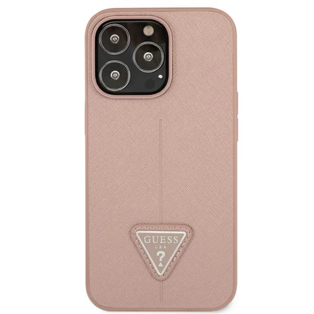 Чохол Guess Saffiano Triangle Logo для iPhone 13 Pro Max Pink (GUHCP13XPSATLP)