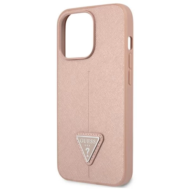 Чехол Guess Saffiano Triangle Logo для iPhone 13 Pro Max Pink (GUHCP13XPSATLP)