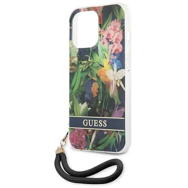 Чохол Guess Flower Strap для iPhone 13 Pro Blue (GUHCP13LHFLSB)
