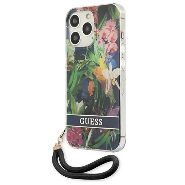 Чохол Guess Flower Strap для iPhone 13 Pro Max Blue (GUHCP13XHFLSB)