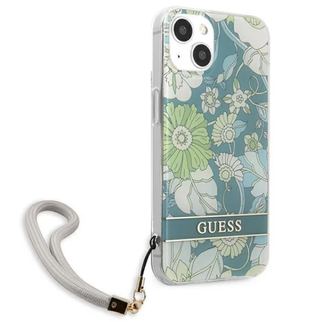 Чохол Guess Flower Strap для iPhone 13 mini Green (GUHCP13SHFLSN)