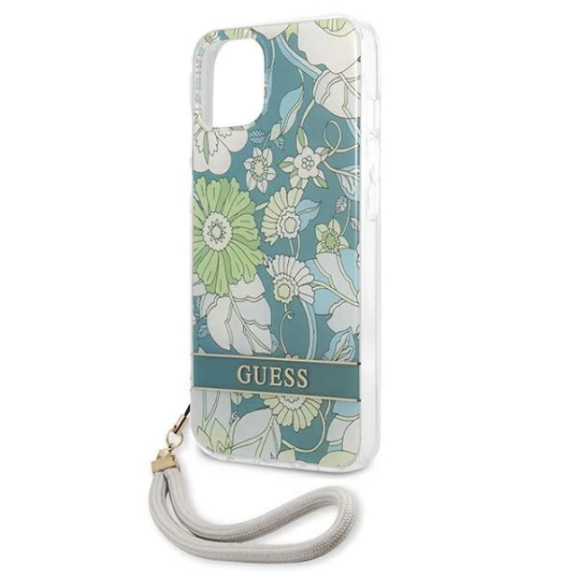 Чехол Guess Flower Strap для iPhone 13 Green (GUHCP13MHFLSN)