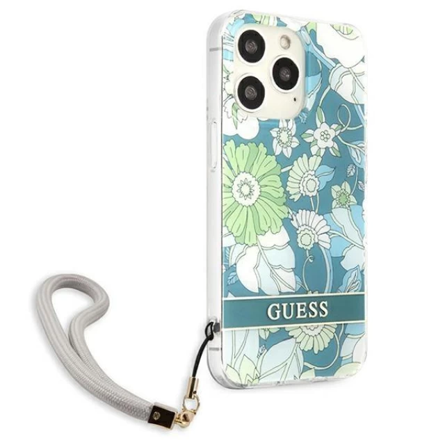 Чехол Guess Flower Strap для iPhone 13 Pro Green (GUHCP13LHFLSN)