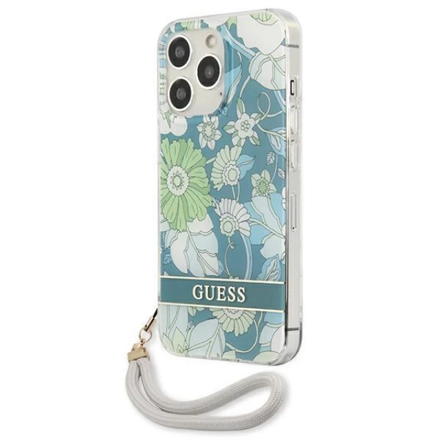 Чехол Guess Flower Strap для iPhone 13 Pro Max Green (GUHCP13XHFLSN)