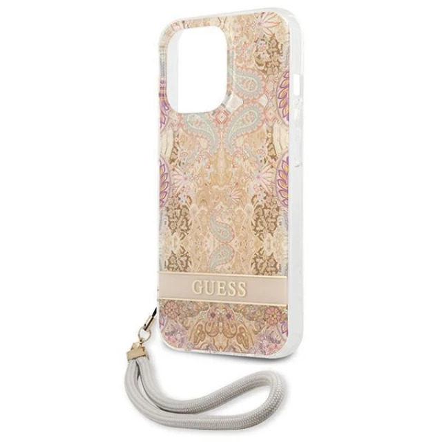 Чехол Guess Flower Strap для iPhone 13 Pro Gold (GUHCP13LHFLSD)