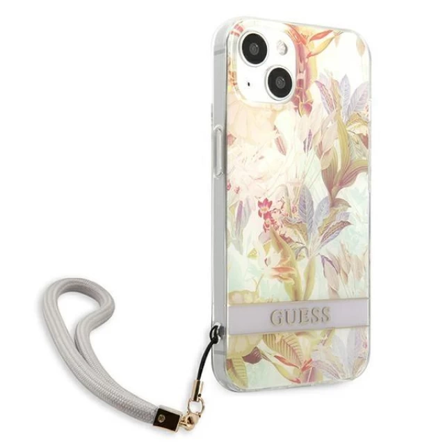 Чехол Guess Flower Strap для iPhone 13 mini Purple (GUHCP13SHFLSU)