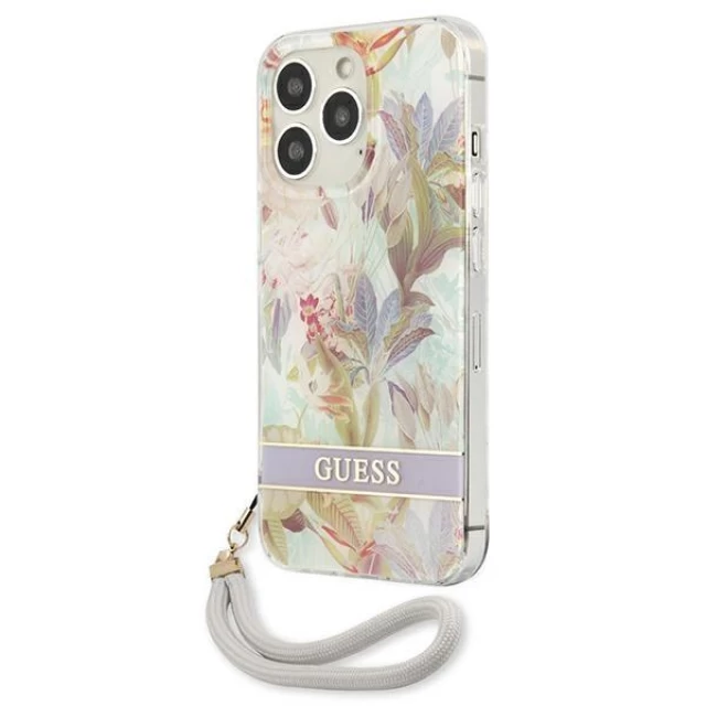 Чохол Guess Flower Strap для iPhone 13 Pro Max Purple (GUHCP13XHFLSU)