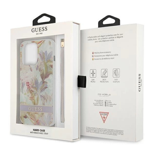 Чехол Guess Flower Strap для iPhone 13 Pro Max Purple (GUHCP13XHFLSU)