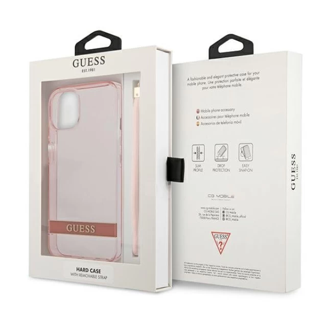 Чехол Guess Translucent Strap для iPhone 13 mini Pink (GUHCP13SHTSGSP)