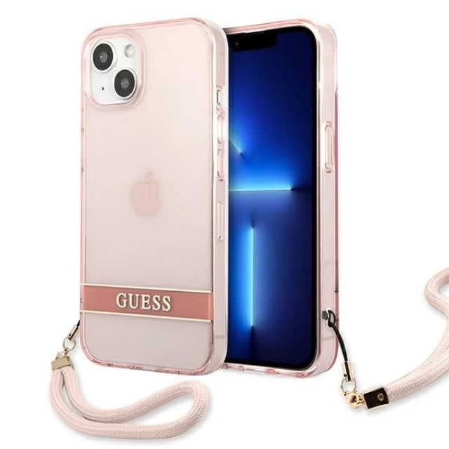 Чехол Guess Translucent Strap для iPhone 13 Pink (GUHCP13MHTSGSP)