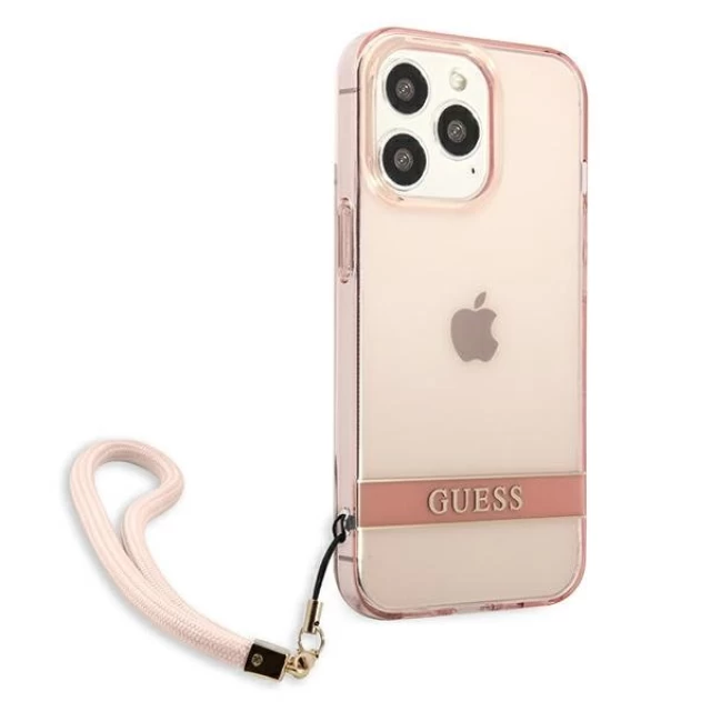 Чохол Guess Translucent Strap для iPhone 13 Pro Max Pink (GUHCP13XHTSGSP)