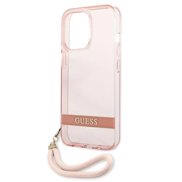 Чехол Guess Translucent Strap для iPhone 13 Pro Max Pink (GUHCP13XHTSGSP)