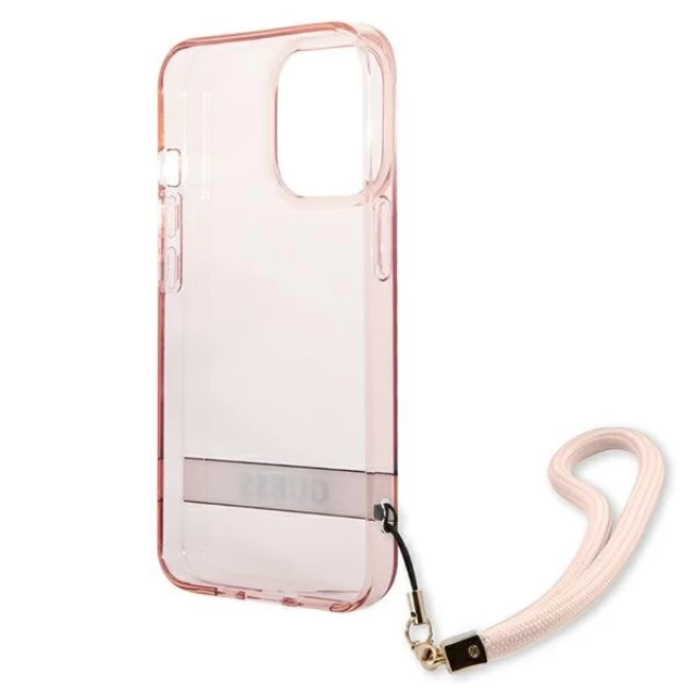 Чехол Guess Translucent Strap для iPhone 13 Pro Max Pink (GUHCP13XHTSGSP)