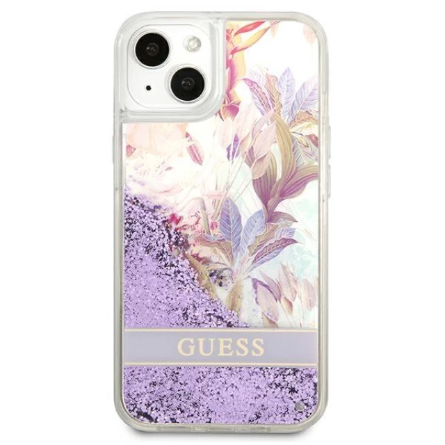 Чехол Guess Flower Liquid Glitter для iPhone 13 mini Purple (GUHCP13SLFLSU)