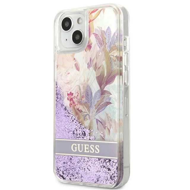 Чехол Guess Flower Liquid Glitter для iPhone 13 Purple (GUHCP13MLFLSU)