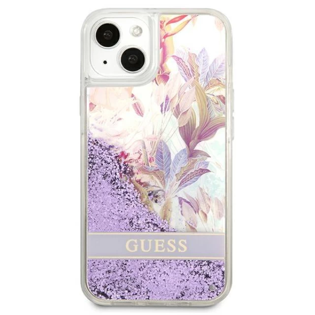 Чохол Guess Flower Liquid Glitter для iPhone 13 Purple (GUHCP13MLFLSU)