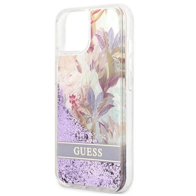 Чохол Guess Flower Liquid Glitter для iPhone 13 Purple (GUHCP13MLFLSU)