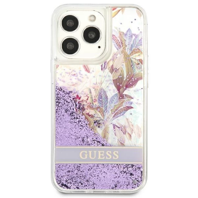 Чехол Guess Flower Liquid Glitter для iPhone 13 Pro Purple (GUHCP13LLFLSU)