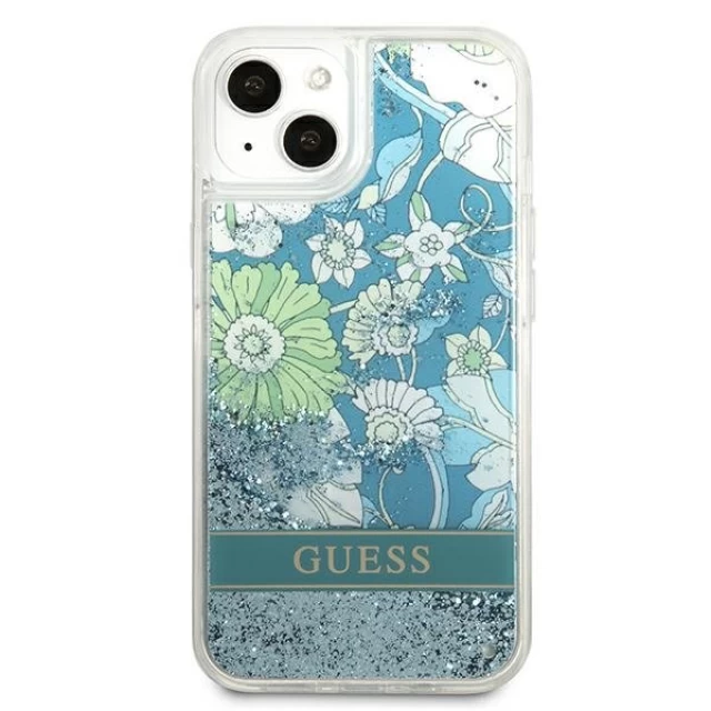 Чехол Guess Flower Liquid Glitter для iPhone 13 mini Green (GUHCP13SLFLSN)