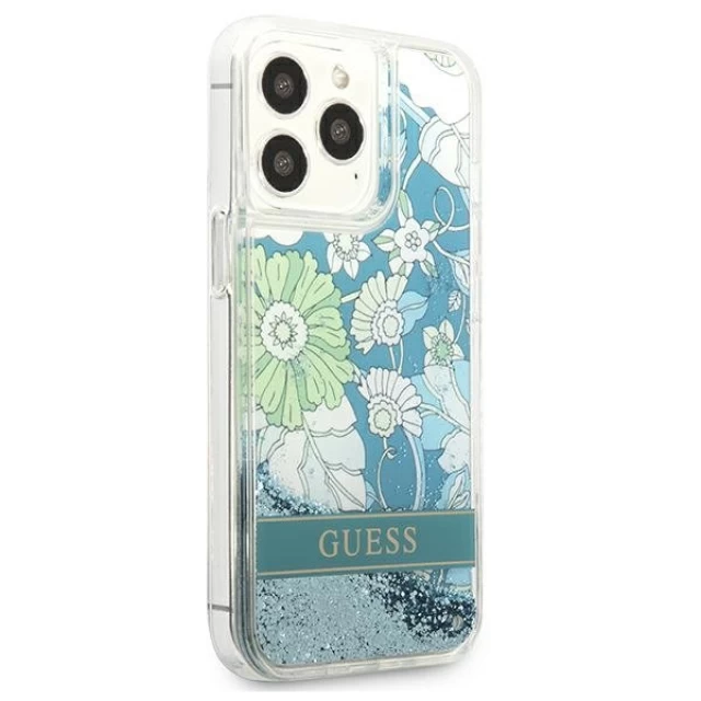 Чохол Guess Flower Liquid Glitter для iPhone 13 Pro Green (GUHCP13LLFLSN)