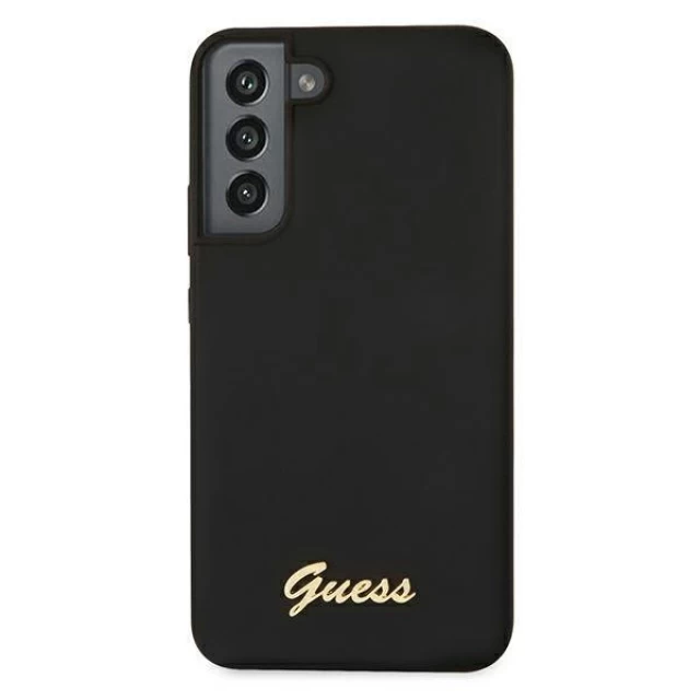 Чохол Guess Silicone Script Metal Logo для Samsung Galaxy S22 Black (GUHCS22SLSLMGBK)