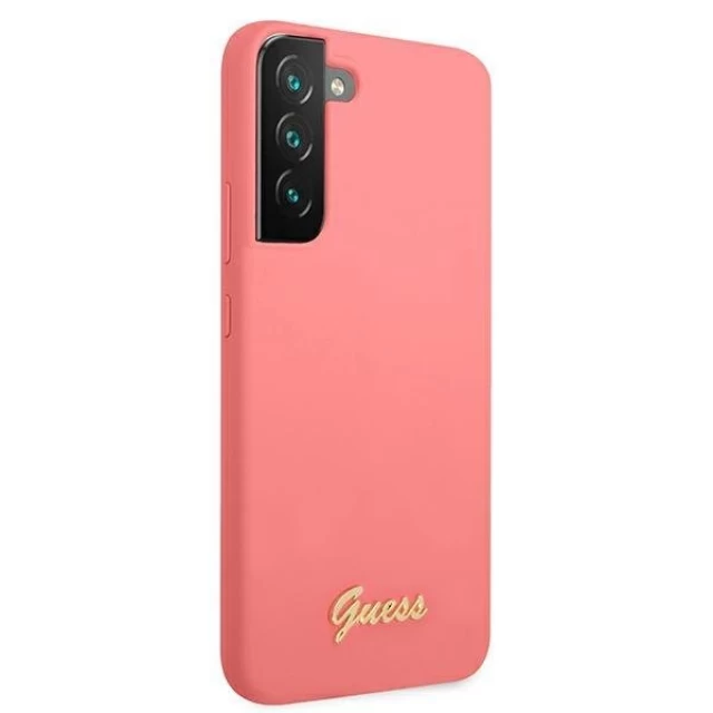 Чохол Guess Silicone Script Metal Logo для Samsung Galaxy S22 Pink (GUHCS22SLSLMGFU)