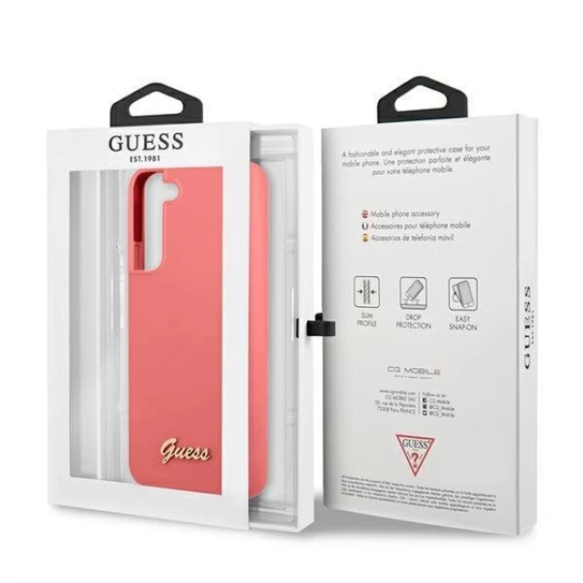 Чохол Guess Silicone Script Metal Logo для Samsung Galaxy S22 Pink (GUHCS22SLSLMGFU)