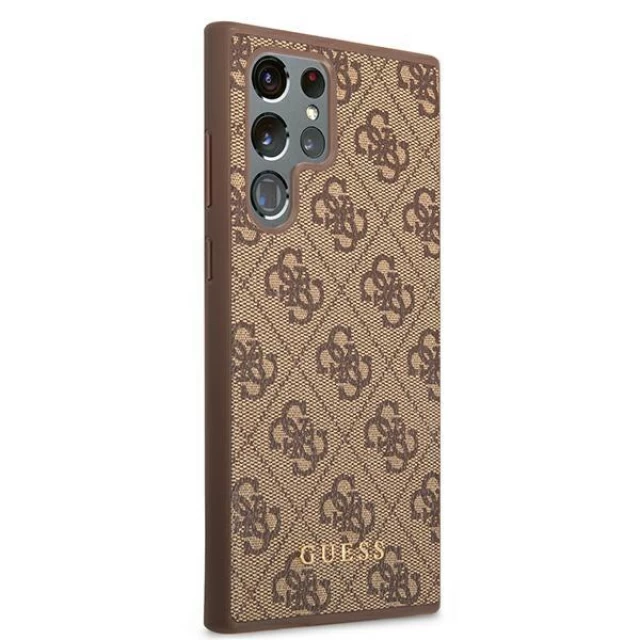 Чехол Guess 4G Metal Gold Logo для Samsung Galaxy S22 Ultra Brown (GUHCS22LG4GFBR)