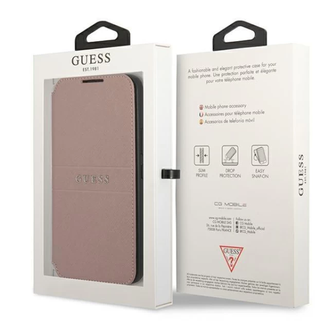 Чехол Guess Saffiano Stripe для Samsung Galaxy S22 Pink (GUBKS22SPSASBPI)