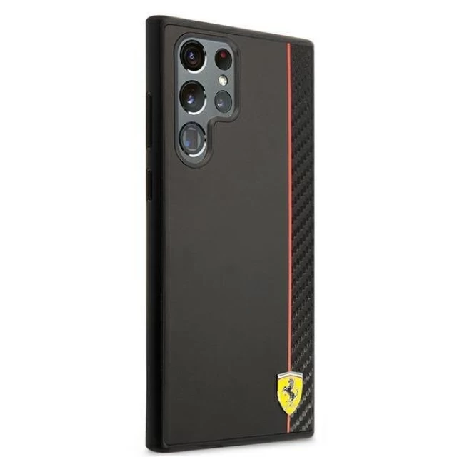 Чохол Ferrari для Samsung Galaxy S22 Ultra S908 On Track Carbon Stripe Black (FESAXHCS22LBK)