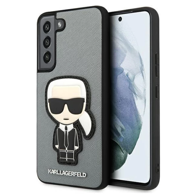 Чохол Karl Lagerfeld Saffiano Iconic Karl's Patch для Samsung Galaxy S22 Silver (KLHCS22SOKPG)