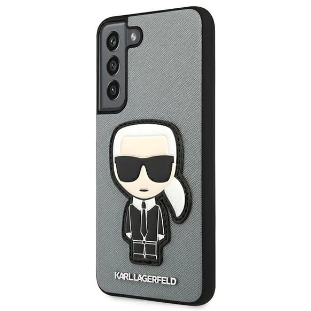 Чехол Karl Lagerfeld Saffiano Iconic Karl's Patch для Samsung Galaxy S22 Silver (KLHCS22SOKPG)